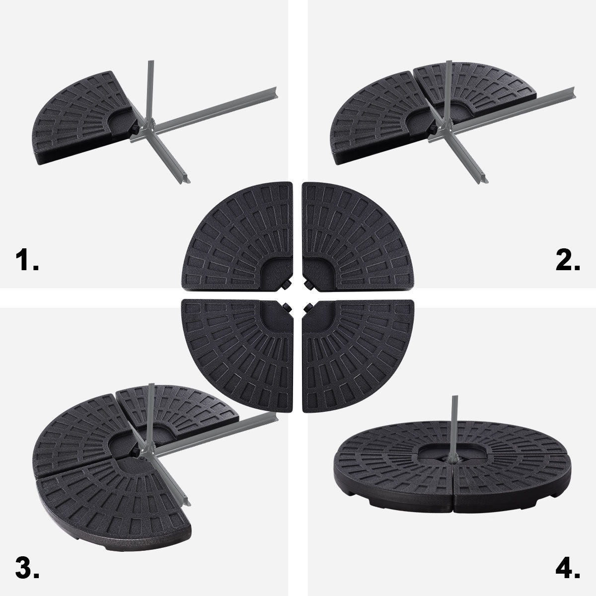 4 Pieces Round Cantilever Umbrella Base with Carry Handles for Garden Kids Crystal