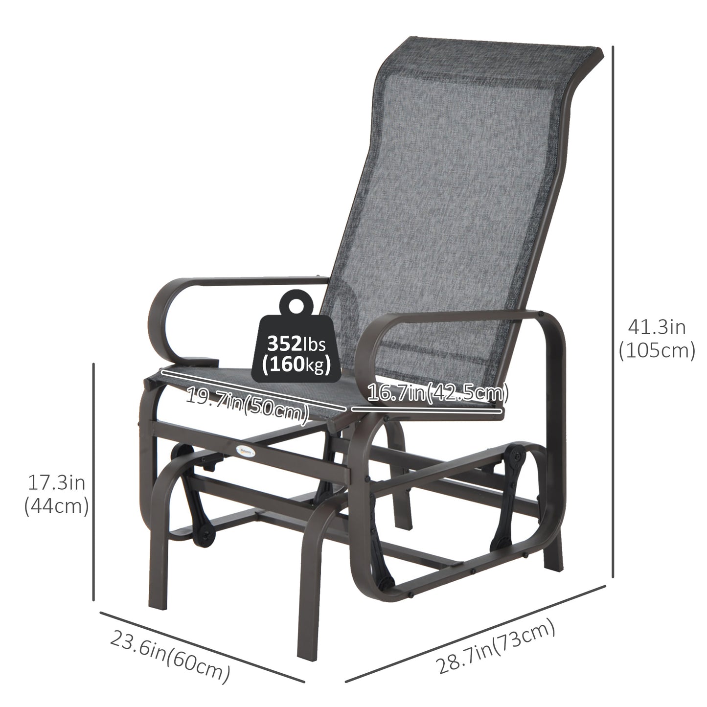 Patio Garden Glider Swing Chair Outdoor Mesh Rocking Gliding Seat Yard Porch Furniture Brown Grey Kids Crystal