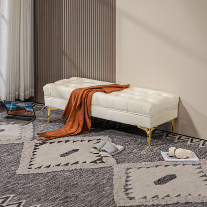 End of Bed Bench, Upholstered Bench, Entryway Shoe Bench with Button Tufted for Living Room, Bedroom, Cream White