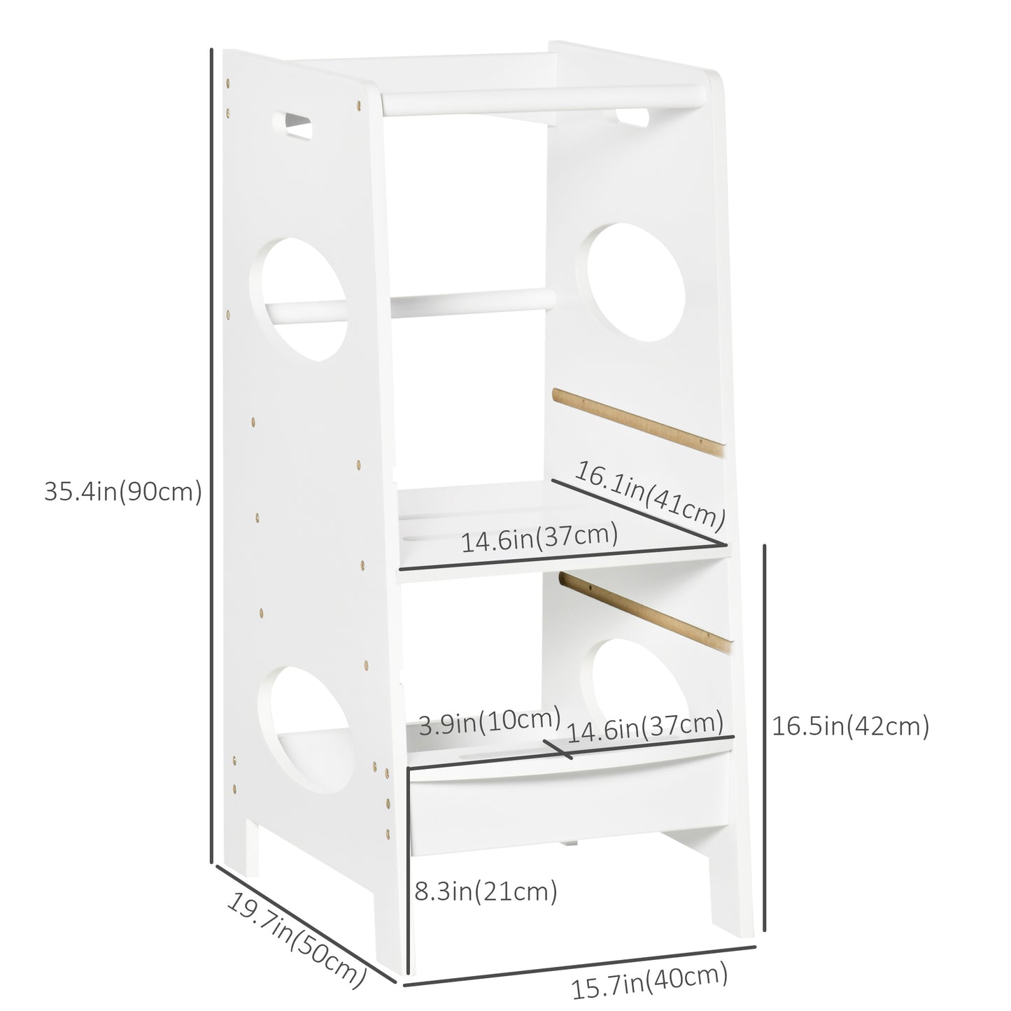 Kids' Adjustable Kitchen Helper Stool in White - Safe Toddler Counter Step Solution Kids Crystal