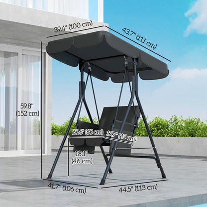 1-Seat Outdoor Porch Swing Patio Swing with Adjustable Canopy, Removable Seat and Back Cushion for Garden, Poolside