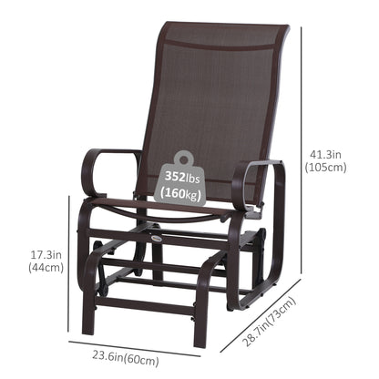 Patio Garden Glider Swing Chair Outdoor Mesh Rocking Gliding Seat Yard Porch Furniture Brown
