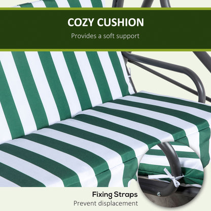 3-Seat Patio Swing Chair, Outdoor Porch Swing Glider with Adjustable Canopy, Removable Cushion for Garden