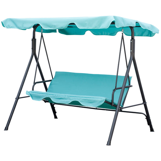 3-Seater Outdoor Porch Swing with Adjustable Canopy Patio Swing Chair for Garden Poolside Backyard Teal Kids Crystal