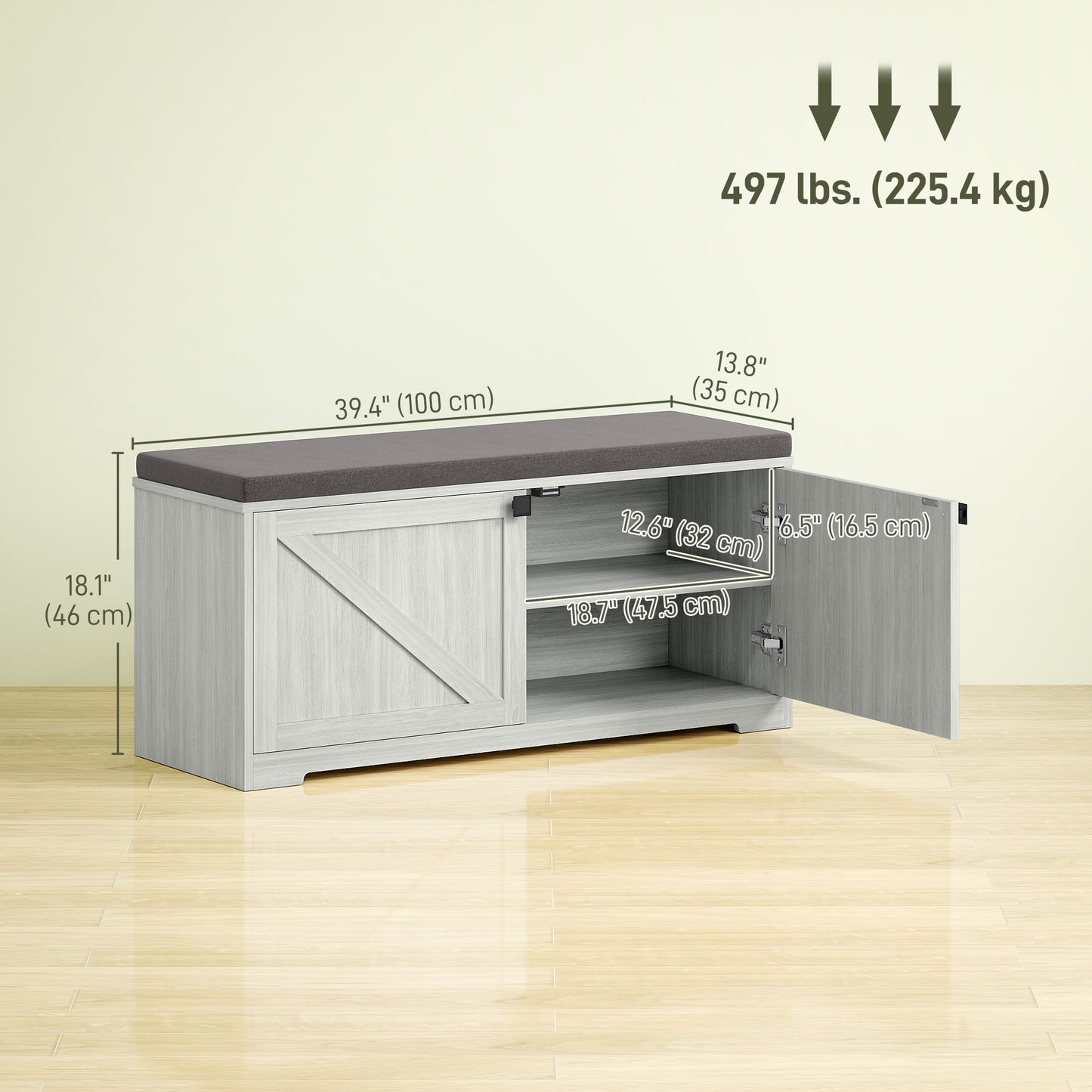 Shoe Storage Bench with Padded Seat, Entryway Bench Holds up to 352 lb, Shoe Organizer, 8 Pairs, Light Grey Kids Crystal