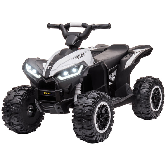 Kids 4 Wheeler Quad with Music, MP3, Headlights, High & Low Speed, Kids ATV for 3-5 Years Old Boys &amp; Girl, White Kids Crystal