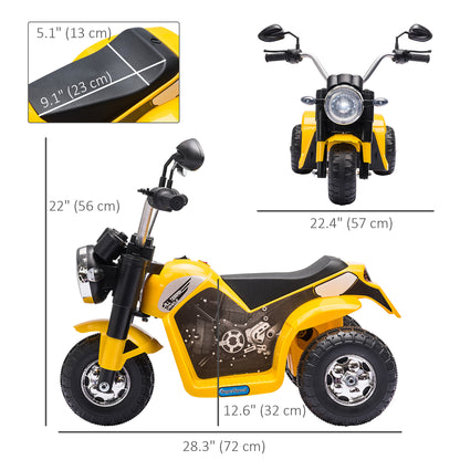 6V Electric Kids Motorcycle Ride-On Dirt Bike 3-Wheels with Horn Headlights Yellow for Toddlers