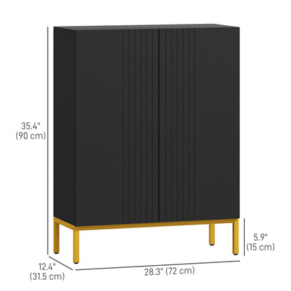 Shoe Storage Cabinet with Adjustable Shelves and Soft-Close Hinges, for 15-20 Pairs of Shoes, Black