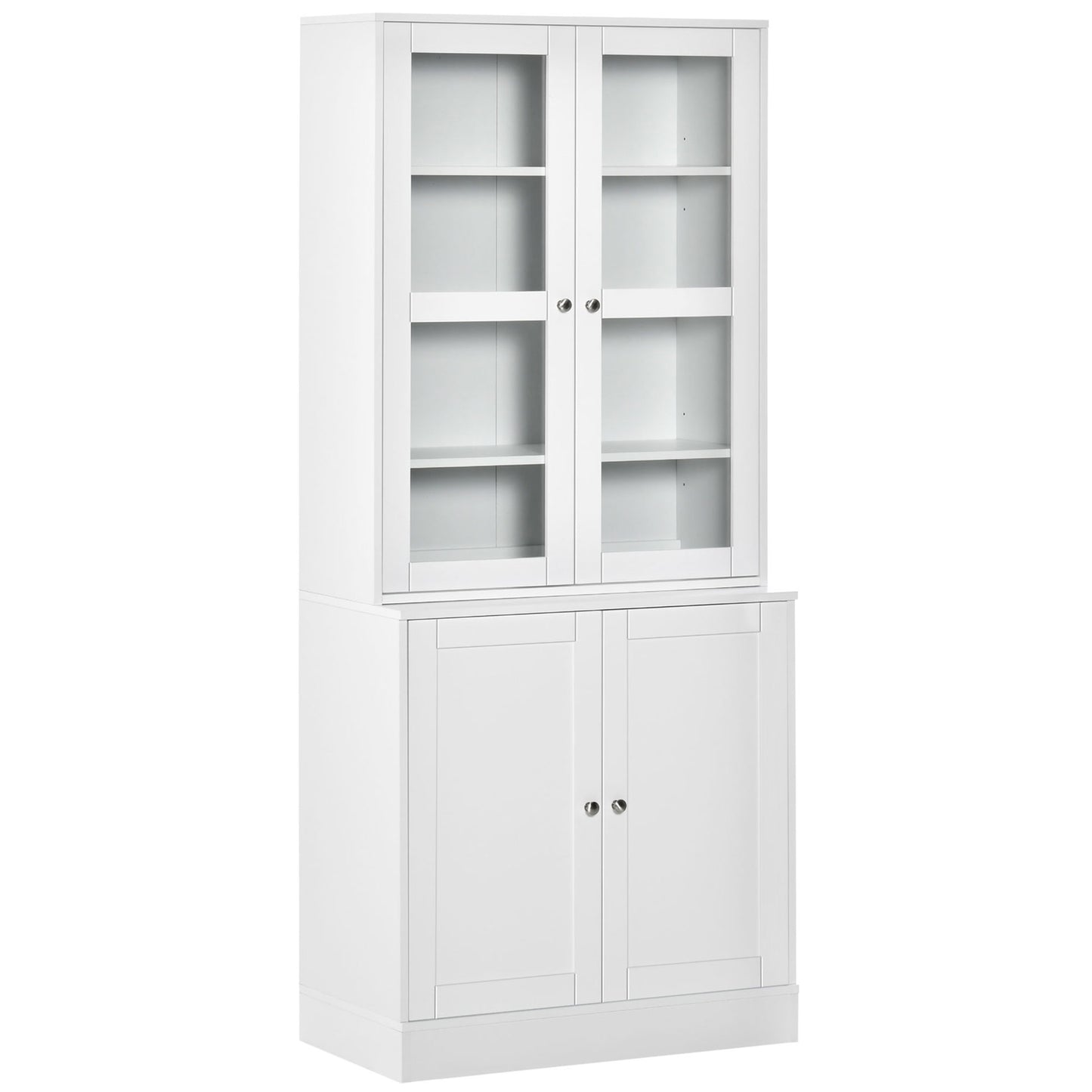 Bookcase Storage Cabinet with Doors, Modern Tall Bookshelf with 2 Adjustable Shelves, Display Unit, White Kids Crystal