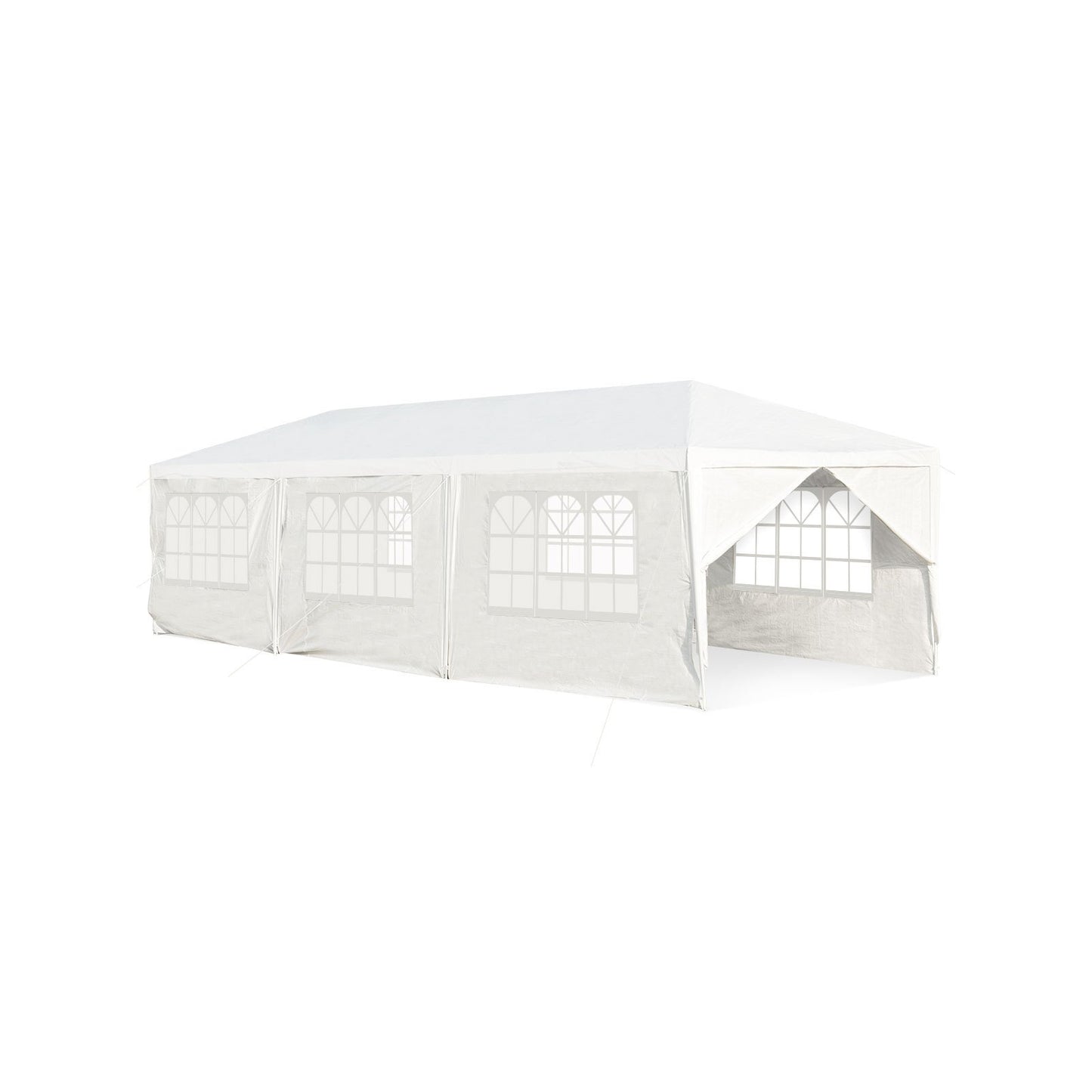 10 x 30 Feet Outdoor Canopy Tent with 6 Removable Sidewalls and 2 Doorways-White Kids Crystal