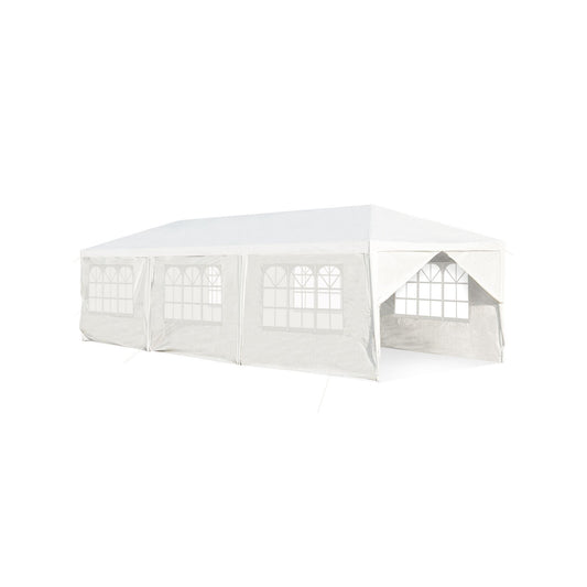10 x 30 Feet Outdoor Canopy Tent with 6 Removable Sidewalls and 2 Doorways-White Kids Crystal