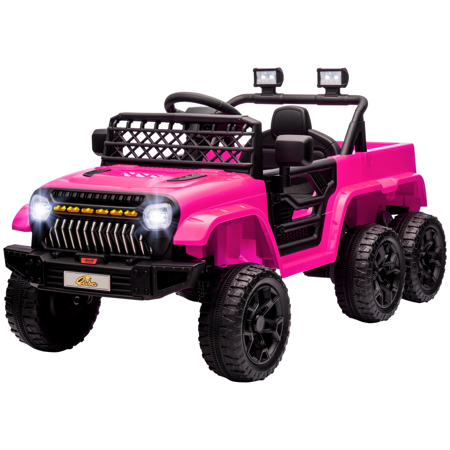12V 4WD/2WD Kids Electric Car w/ Remote Control, Spring Suspension, Back Trailer, Light, Music, Soft Start, Pink Kids Crystal