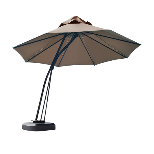 11 Feet Outdoor Cantilever Hanging Umbrella with Base and Wheels-Tan Kids Crystal
