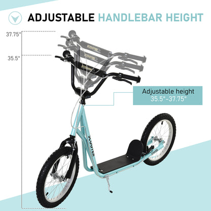 Adjustable Kids Kick Scooter: Handlebar, Dual Brakes, Inflatable Wheels, Blue