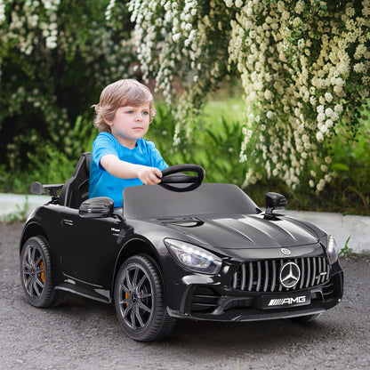 Mercedes-Benz AMG GTR Licensed 12V Battery Powered Kids Electric Car w/ Remote, Soft Start, Lights, Music Horn Black