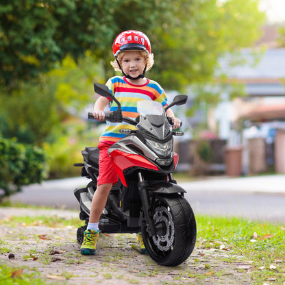 Honda Licensed 12V Ride on Motorbike for Kids with Headlights Music Training Wheels, for 3-6 Years, Red