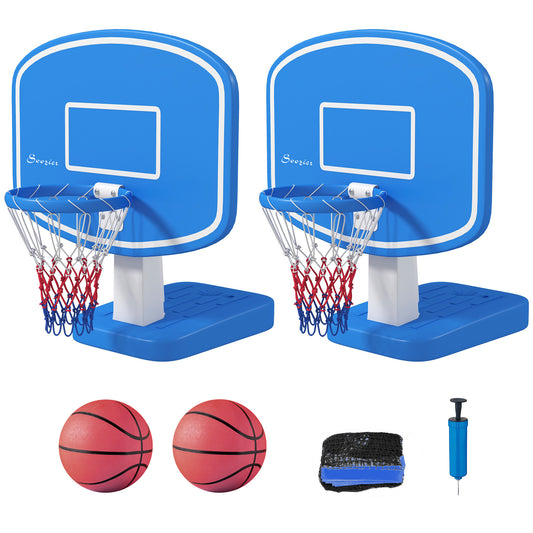 2-in-1 Pool Basketball Hoop Poolside & Volleyball Set, Portable Basketball Hoop with Fillable Base Kids Crystal