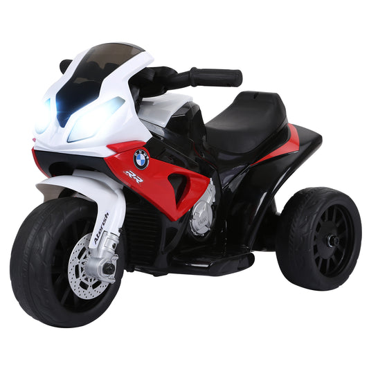 6V Kids Motorcycle Battery Powered Toddler Ride On with Headlight Music 3 Wheels Red Kids Crystal