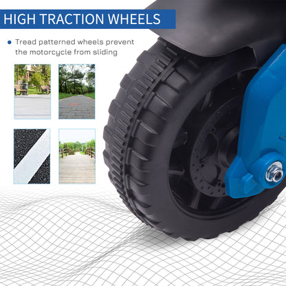 Kids Ride On Motorcycle, 6V Electric Battery Powered Dirt Bike w/ Training Wheels, Gift for Children Boys Girls Blue