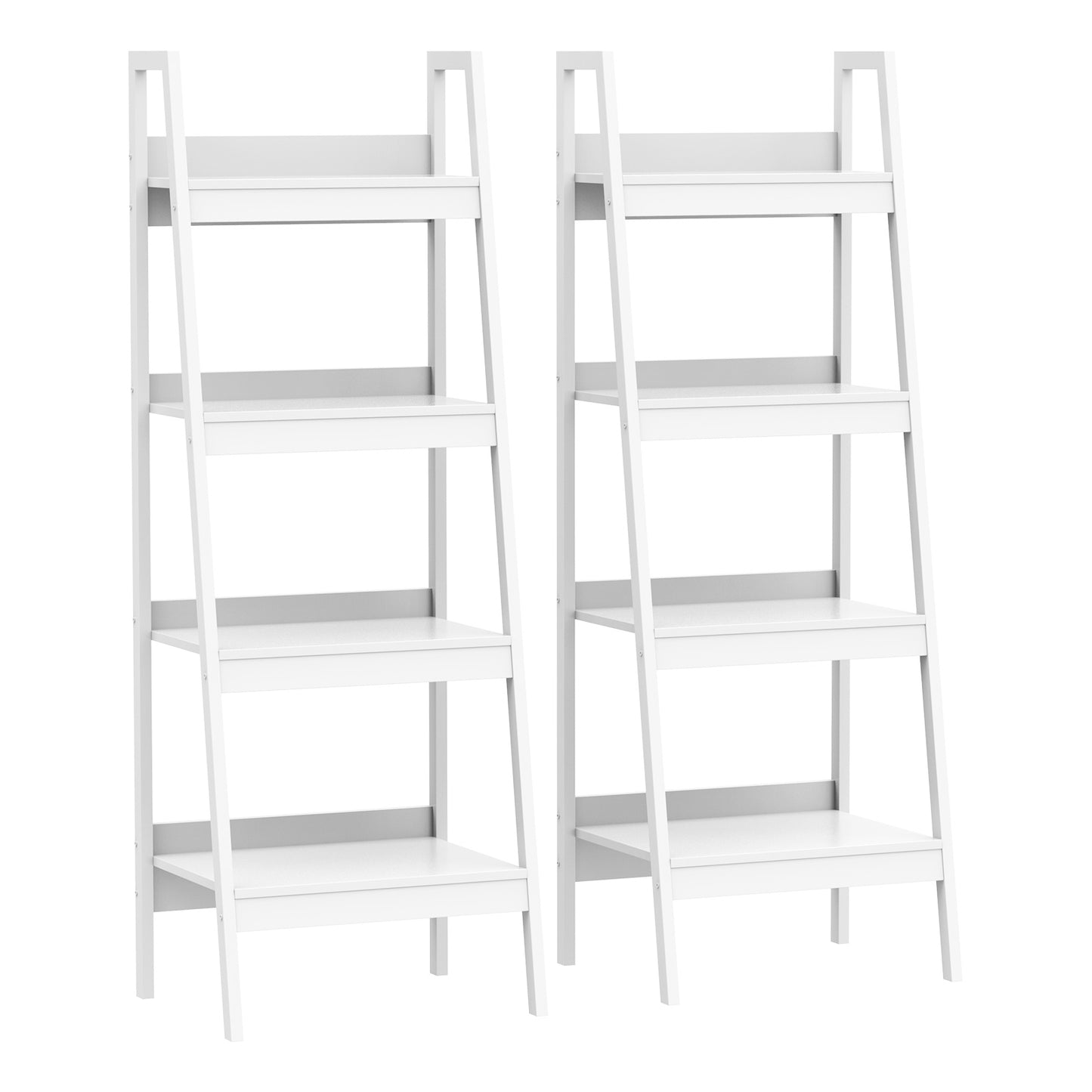 4 Tier Ladder Shelf Bookcase Set of 2 White Display Rack Storage Shelving Unit Flower Plant Stand Multi-Use Kids Crystal