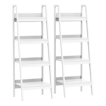 4 Tier Ladder Shelf Bookcase Set of 2 White Display Rack Storage Shelving Unit Flower Plant Stand Multi-Use