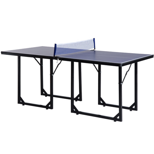 Compact Midsize Table Tennis Table 6x3ft Free Standing Folding Family Ping-pong Table Blue Kids Crystal