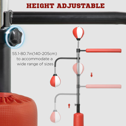 Boxing Bag Freestanding Punching Bag, Height Adjustable with Reflex Bar, Speed Balls and Suction Cup Base for Adult & Teenagers