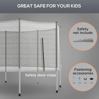 14FT Enclosure Trampolining Bounce Safety Accessories Trampoline Net with 8 Poles, Grey