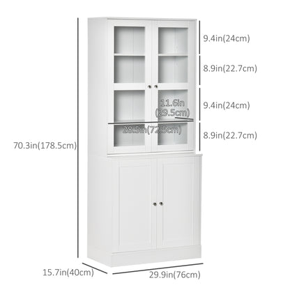 Bookcase Storage Cabinet with Doors, Modern Tall Bookshelf with 2 Adjustable Shelves, Display Unit, White