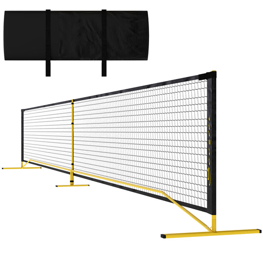 Portable Pickleball Net Set with 22FT Regulation Size Net, Carrying Bag for Indoor Outdoor Driveway, Yellow Kids Crystal