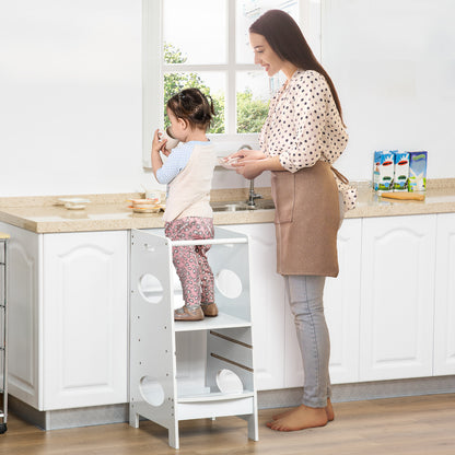 Kids' Adjustable Kitchen Helper Stool in White - Safe Toddler Counter Step Solution