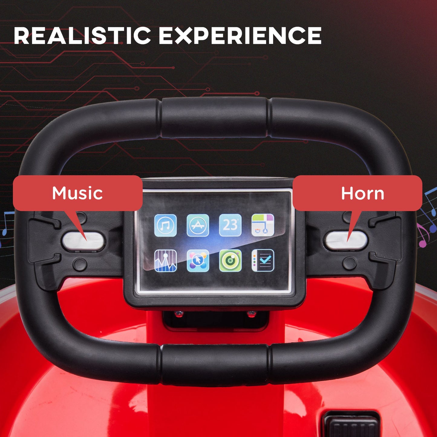 Kids Bumper Car: 6V Electric, 360° Spin, Twin Motors, Horn, Lights, Safety Belt, Red Kids Crystal