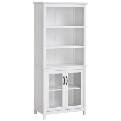 Storage Cabinet Bookcase Versatile Adjustable Shelves Living Room Organizer Elegant White