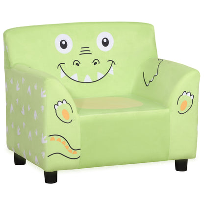 Children's Sofa: Cozy Velvet Toddler Armchair, Eco-friendly Eucalyptus Wood - Green