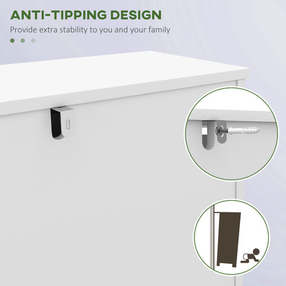Narrow Shoe Cabinet: 3 Flip Drawers, Adjustable Shelves for 12 Pairs, White Small Space Organizer