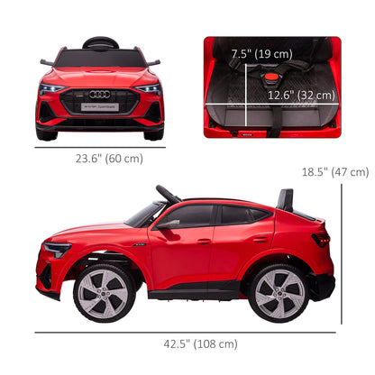 Kids Ride-On Audie Car: 12V Electric, Battery Powered, Remote Control, Safety Belt, Red