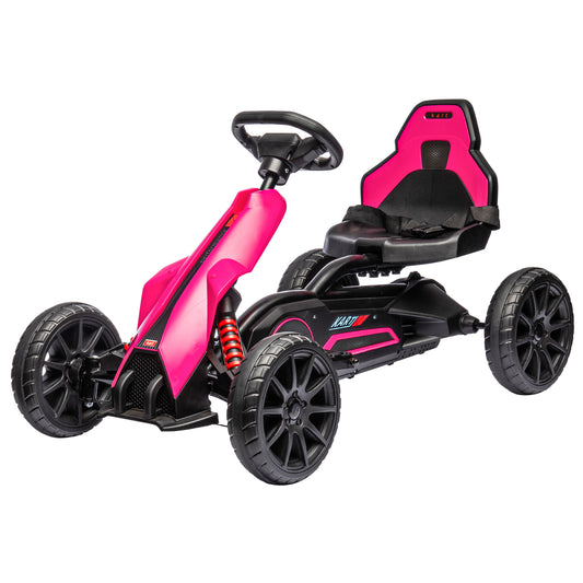 12V Kids Electric Go Kart Racer Outdoor Car Forward Backward Adjustable Speed Pink for Ages 3-8 Kids Crystal