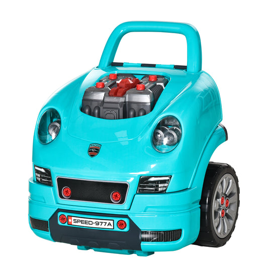 Kids Mechanic Truck Engine Repair Toy Set Car Service Teal Playset with Tools for Pretend Play Kids Crystal