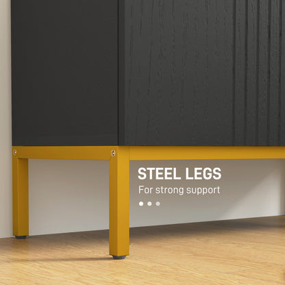 Shoe Storage Cabinet with Adjustable Shelves and Soft-Close Hinges, for 15-20 Pairs of Shoes, Black