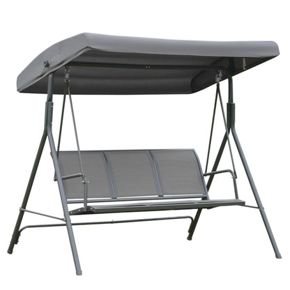 3-Seater Porch Swing Chair Garden Hammock A-Frame Outdoor Sling Seat with Adjustable Canopy Cover