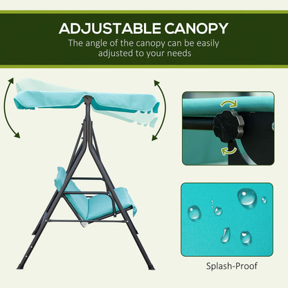 3-Seater Outdoor Porch Swing with Adjustable Canopy Patio Swing Chair for Garden Poolside Backyard Teal