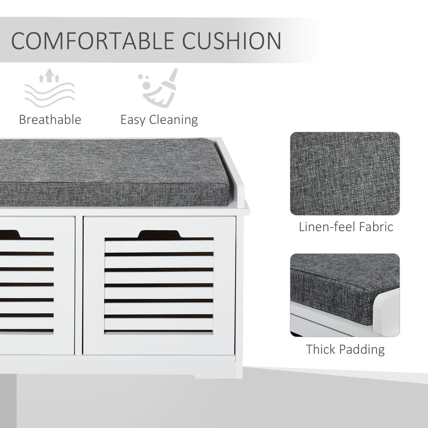 Upholstered Shoe Haven: Storage Bench with Padded Cushion, 3 Drawers, Ample Space for Living Room Kids Crystal