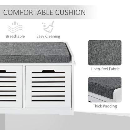 Upholstered Shoe Haven: Storage Bench with Padded Cushion, 3 Drawers, Ample Space for Living Room