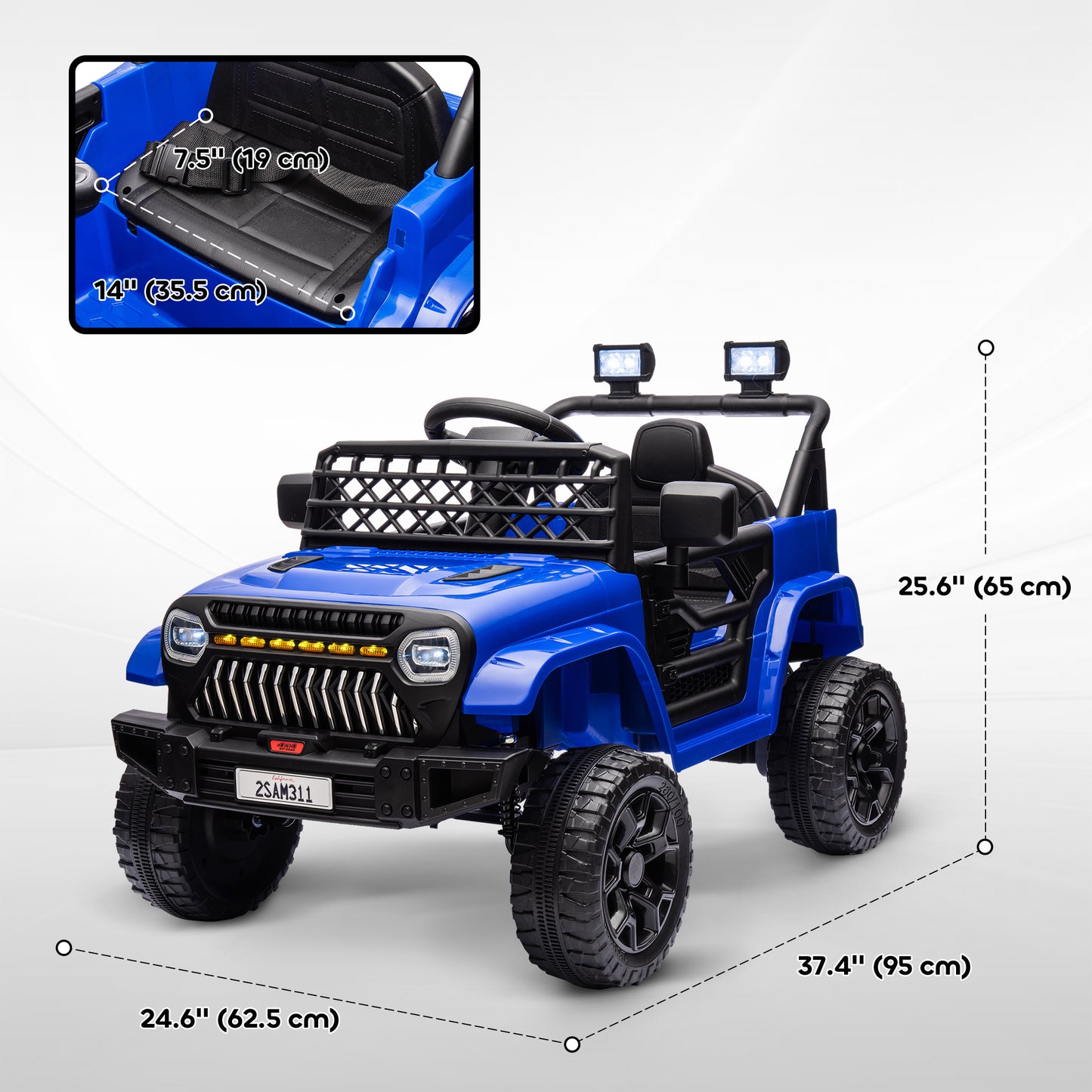 12V Ride on Truck, Electric Car for Kids with Remote Control, Suspension, 3 Speeds, USB Music Headlights, Dark Blue Kids Crystal