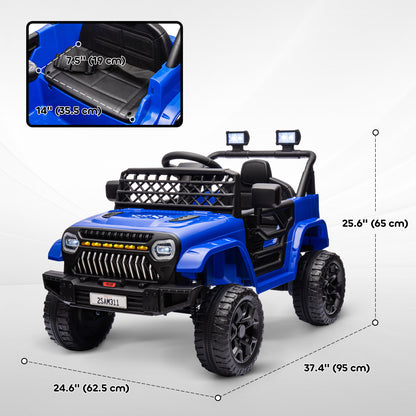 12V Ride on Truck, Electric Car for Kids with Remote Control, Suspension, 3 Speeds, USB Music Headlights, Dark Blue
