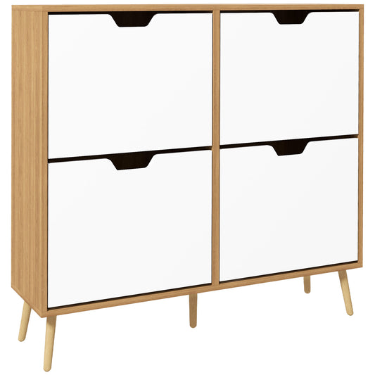 Shoe Sanctuary: Modern 4 Flip Drawer Cabinet with Adjustable Shelf, Organizer for 16 Pairs of Shoes, Entryway Storage Kids Crystal