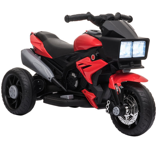 Kids Electric Motorcycle Ride-On Toy 6V Battery Powered with Music Horn Headlights Red Kids Crystal