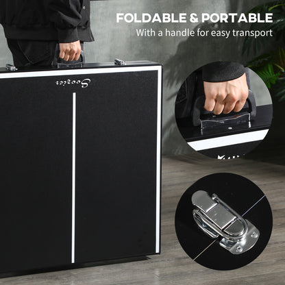 Mid-size Folding Table Tennis Table with Aluminium Frame, Portable Outdoor Ping Pong Table with Net, Black