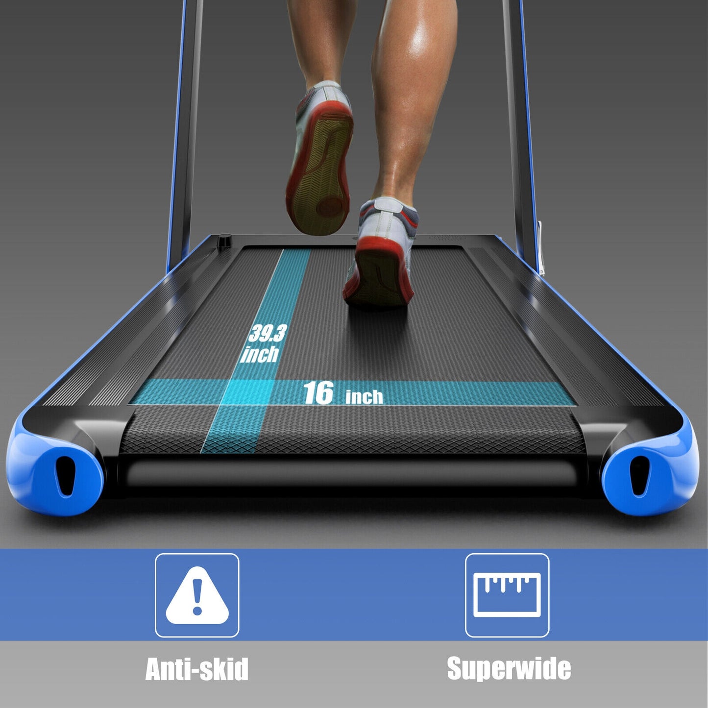 2.25HP 2 in 1 Folding Treadmill with APP Speaker Remote Control-Navy Kids Crystal