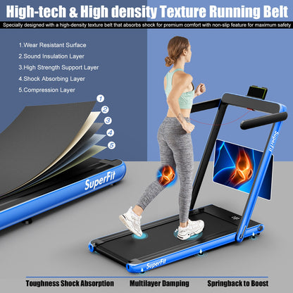 2.25HP 2 in 1 Folding Treadmill with APP Speaker Remote Control-Navy